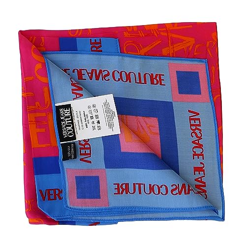 VERSACE JEANS COUTURE Hot Pink/Blue Signature Graffiti Print Medium Square Scarf4