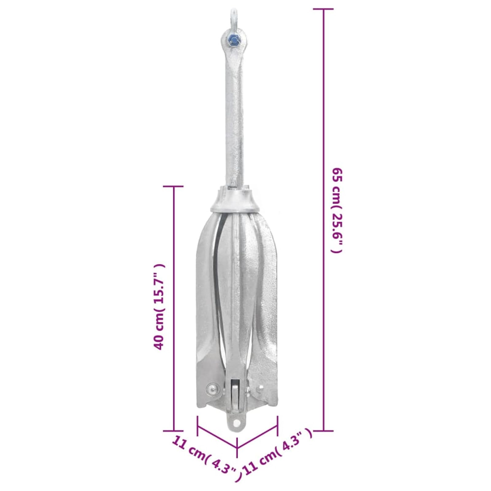 Ancla Plegable de 4 Garras para Barco - 65x11x11 cm, Hierro Galvanizado, 10 kg, Cuerda de 30 m