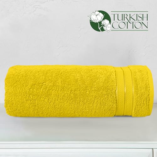 Image of Elegant Comfort Three Line Popcorn Towel Set for Bathroom 35 x 70 inches, Premium Hotel Quality 1-Pack Jumbo Towels, 100% Turkish Cotton, Soft and Durable, Quick Dry and Highly Absorbent, Yellow