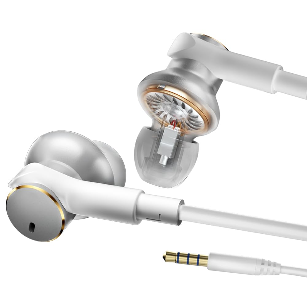 Wired Earbuds with [Four Drive Unit],3.5 in-Ear Noise-Cancelling Headphones with mic immersive Sound Heavy bass Noise Isolation Wired Earphones bass