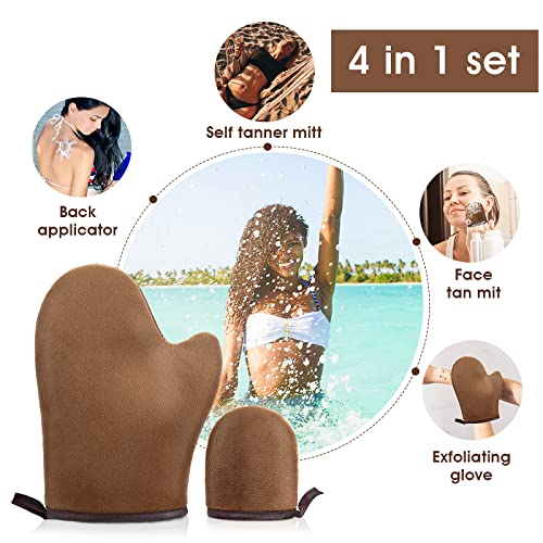 Sibba Selbstbräuner Samt Selbstbräuner mit Daumen doppelseitig für Lotion Mousse Gesicht Körper sonnenlose Bräunungshandschuhe Applikator… – Ansicht 5