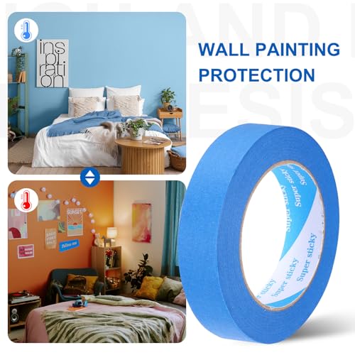 Image of PATIKIL Painters Tape 1 Inch x 55 Yards, Adhesive Masking Tape Blue Paint Tapes for Wall Painting DIY Artist Craft Arts Decoration Labeling