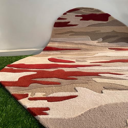Image of Hand Made Tufted Carpet Premium Wool Abstract Irregular Design Non Slip Area Rug for Living Room Weight- |26 Pound|Size-5x8 Feet (60x96 Inch)