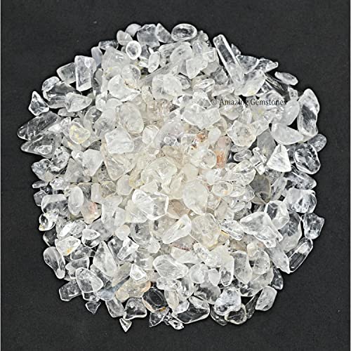 Image of Amazing Gemstone Clear Quartz Crystal Chips and Tiny Crystals for Aquarium Gravel - Bulk Fish Tank Gravel, Small Tumbled Stone Chips and Tiny Crystals for Decoration (Natural AAA Grade Gemstones)