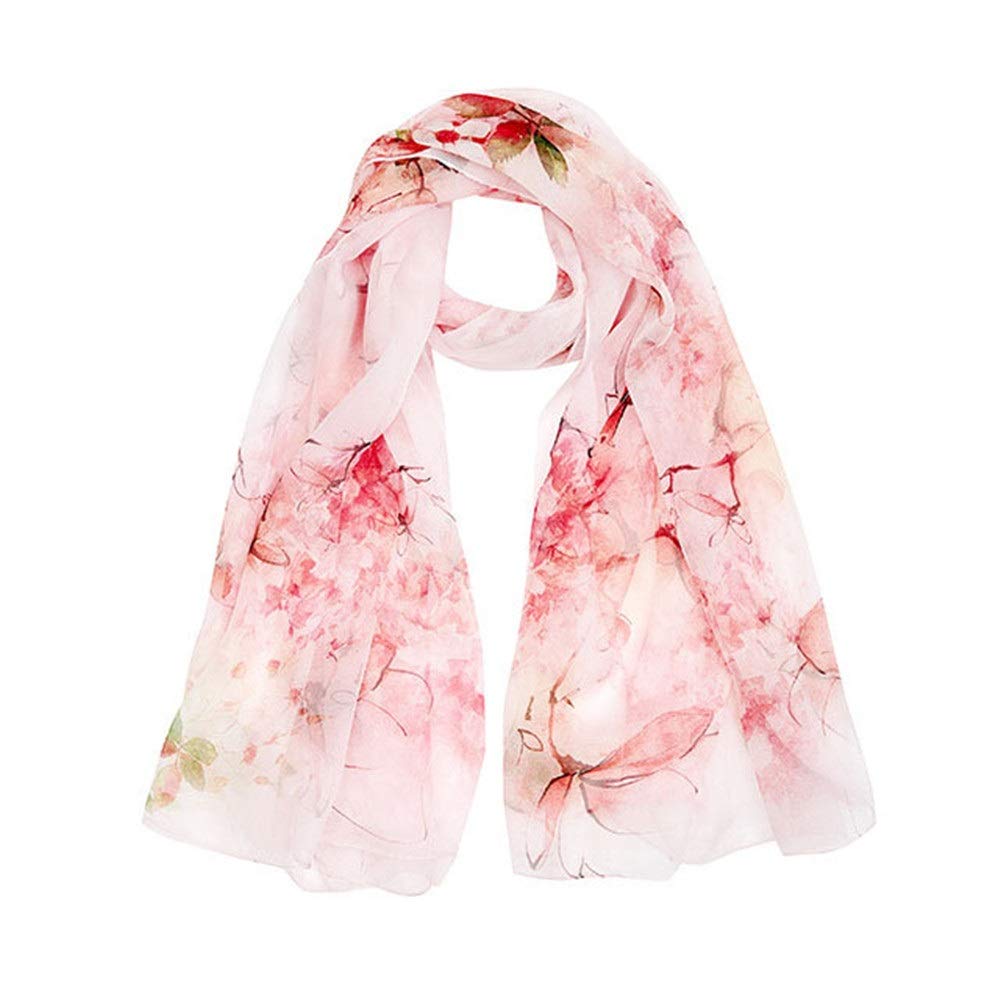 ZTCHSENZT Square Large Neck Scarf Lightweight Silk Scarf Ladies Digital Printed Silk Scarf Breathable Chiffon Shawl Soft, 175x110CM, Pink