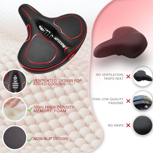 Image of BUCKLOS Wide Bike Seat for Men Women Ebike Seats Comfort Extra Large Comfortable Bicycle Seats Saddle for Ebike /Crusier /Exercise /Peloton Bike