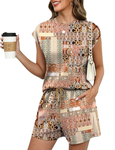 LOMON Womens Loungewear Sets Short Sleeve Tops and...