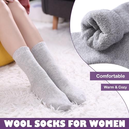 Image of LINEMIN Wool Socks for Women Winter Warm Hiking Thick Warm Cozy Boot Crew Gift Socks 5 Pairs