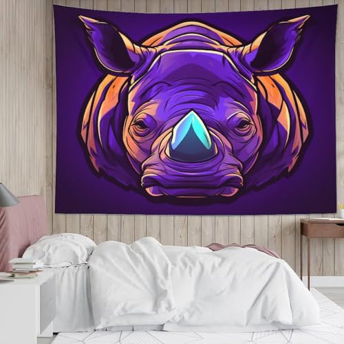 Couverture murale rhinocéros 3D 150x200cm en polyester doux pour salon - 5