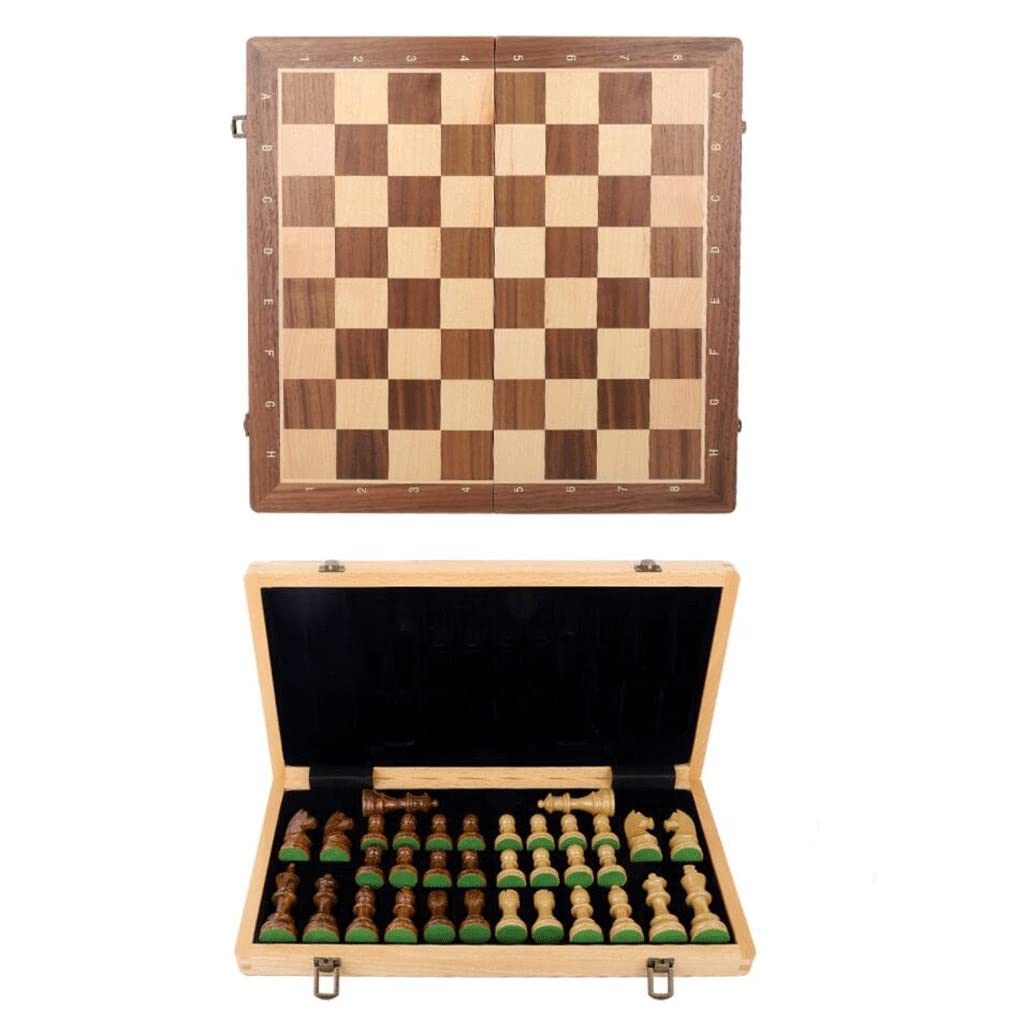 ZAW Schach Große Schach-Sets, 15-Zoll-faltendes tragbares Massivholz-Schachbrett mit Aufbewahrungstasche, Premium-Schach-Set for Erwachsene (Zwei weitere Queens) Chess (Color : Chess Set)
