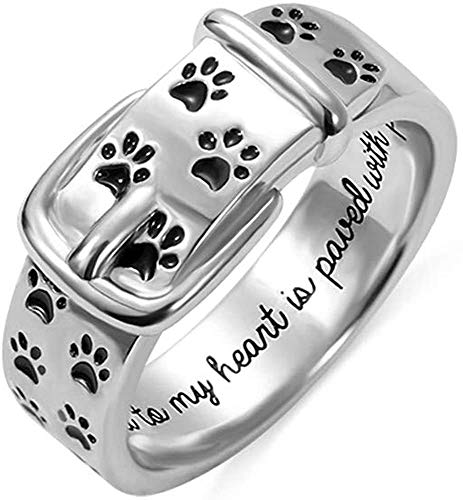 Getname Necklace Dog Cat Paw Print Ring Personalized Engraving - Sterling Silver Custom Name Pet Lover Jewelry Gift for Girls Teens Women Men