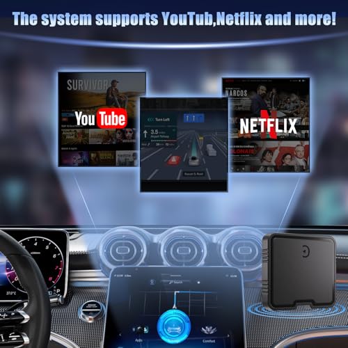 Wireless CarPlay Adapter, 2025 Upgrade Support Netflix/YouTube/TF Card Plug & Play Dongle with Apple Car Play Wireless Adapter Android Auto Wireless Adapter for Cars from 2015&iPhone iOS10+ - Image 2