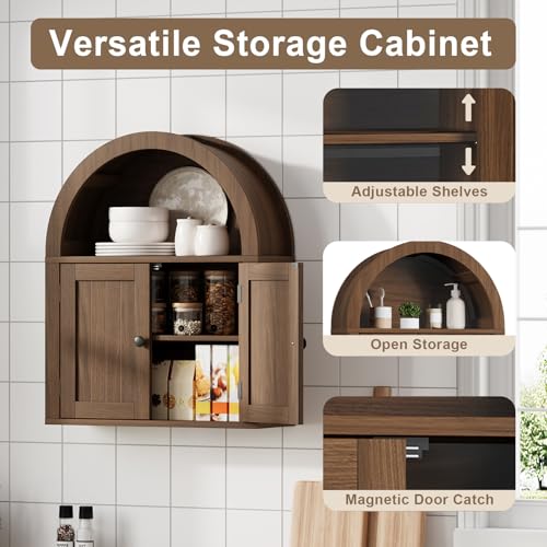 Image of ChooChoo Arched Wall Cabinet, Double Door Medicine Cabinet with Shelf