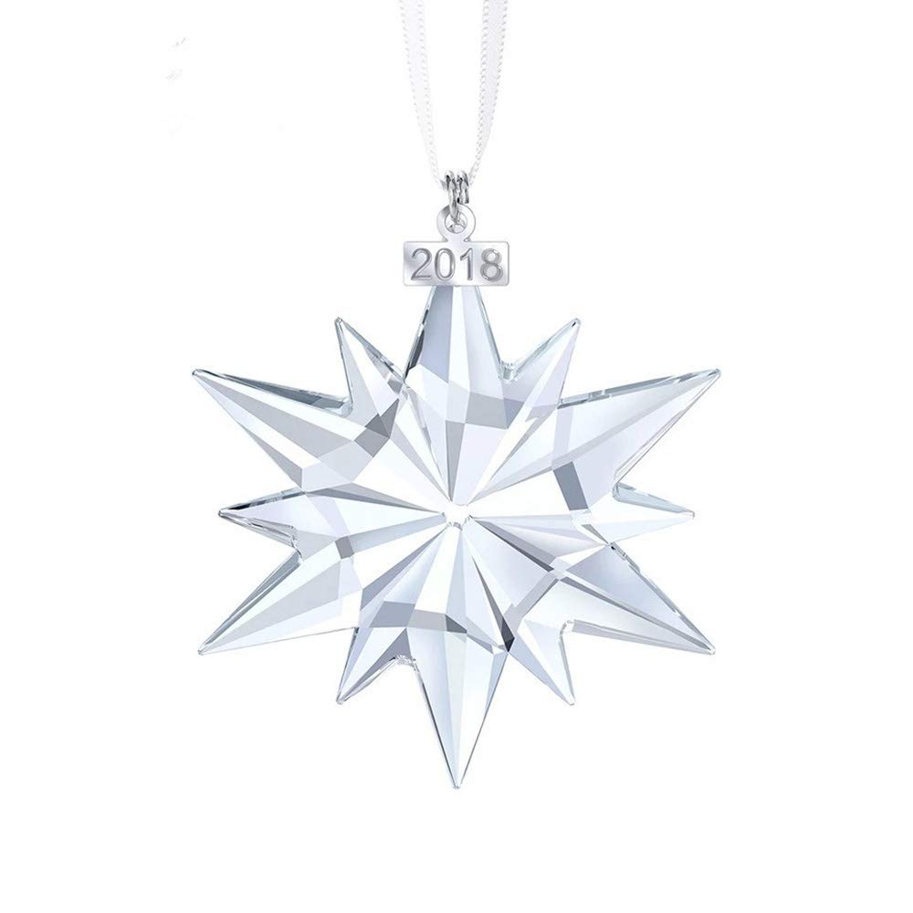 75mm x 62mm Annual Edition 2018 Christmas Snowflake Ornament Fine Box Wrap/Car Ornament Car Crystal Snowflake Pendant (Transparent)