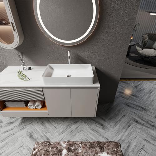 Sinber BVS2414A-OK 24 Inch X 14 Inch X 4.33 Inch White Rectangular Ceramic Countertop Bathroom Vanity Vessel Sink Bvs2414A-Ok thumb #6