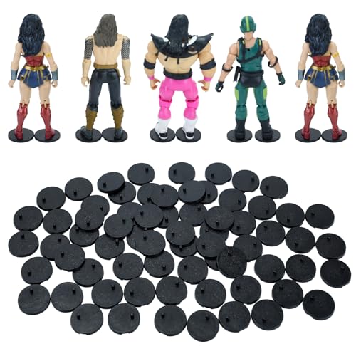 SIXPOINTS 70 Pieces 6 inch Action Figure Stand , Black Plastic Figure Display Holder Base ,Model Support Stands Compatible with 1/12 Marvel Legends...