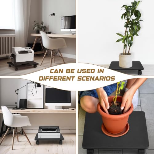 Image of Beeveer 2 Pcs Black Under Desk Printer Stand 15.8 x 13.8 x 3.2 Inches