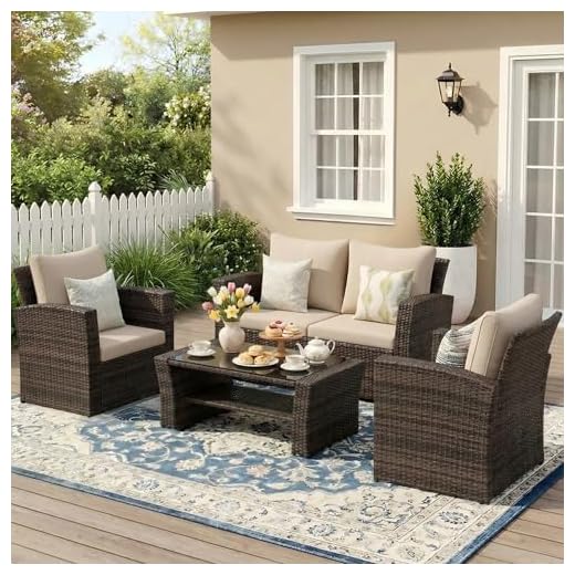 Wisteria Lane 4 Piece Patio Set - Brown