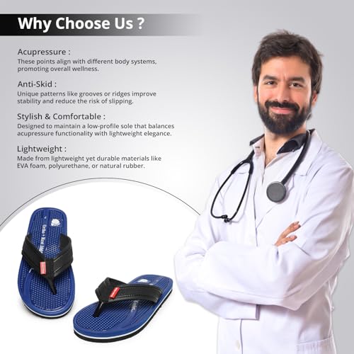 Image of Ortho + Rest Doctor Orthopedic Slippers for Men | Anti-Skid Flip Flops with Acupressure Massage Footbed | Extra Soft and Comfortable Doctor-Recommended Chappal for Pain Relief