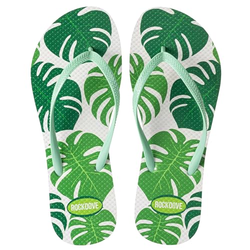 Image of RockDove Women's Seabreeze Printed Beach Flip Flops | Waterproof, Lightweight, Comfortable, Non-Slip, Indoor /Outdoor Sole, Gift-Ready, Breathable, Open Toe, Printed