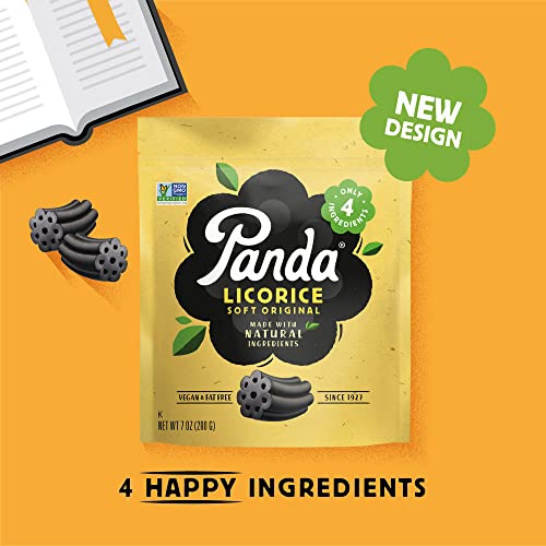 Panda ® | Natural Soft Original Licorice | Pure Black Licorice Candy Made with Only 4 Ingredients | Non-GMO Project Verified | Vegan & Fat Free | 200 G - 7 OZ x 4 – Resealable Bags Pack - image 5