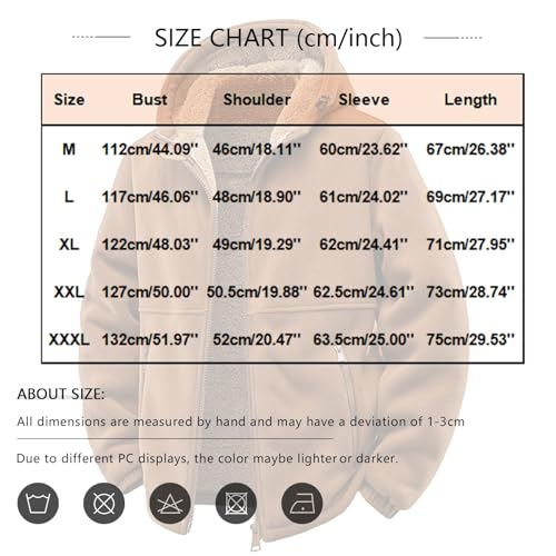 Men Winter Jacket Long Sleeve Warm Vintage Thicken Sherpa Fleece Lined Zip Up Big and Tall Plush Hunting Outerwear3