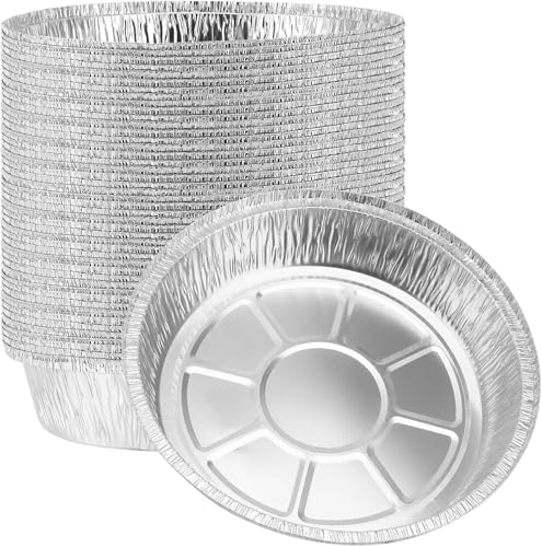 NGOSUET Lot de 50 barquettes rondes en aluminium de 23 cm - Pour griller, rôtir, cuisiner