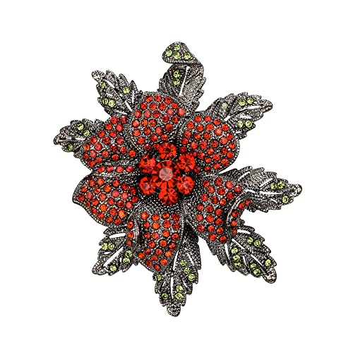 Image of BriLove Women's Austrian Crystal Rhinestones Rose Flower Brooch Pin for Party Prom