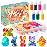JOYIN Marmorierfarben-Set mit aufhängbaren Holzteilen, DIY-Wassermarmorierfarben-Osterbastelprojekt für Kinder, Kunst- und Bastelset, Dekorationsset für Osteraktivitäten und Partyzubehör