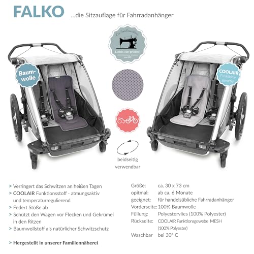 Liebes von priebes Falko Coolair Funktionssitzauflage für Fahrradanhänger Kinderanhänger/Universal Sitzauflage Stützkissen Komfort Sitzpolster/Sitzverkleinerer mit atmungsaktivem Material