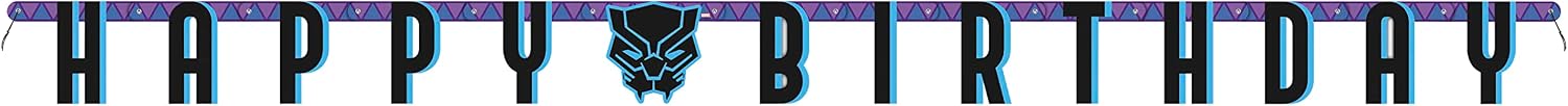 Happy Birthday' Multicolor Paper Jointed Banner (Pack of 1) - 6 ft. - Vibrant Black Panther Design, Perfect Party Decor For Wakanda - Themed Events, Celebrations, & More