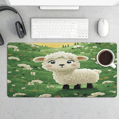 Alfombrilla grande para escritorio de goma con diseño de oveja miniatura 5