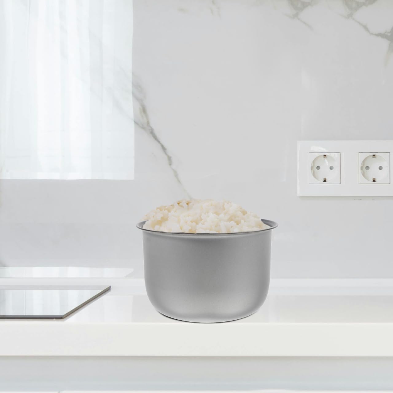 Garneck Pentola Interna Antiaderente 5L Per Cuociriso Elettrico Ricambio Contenitore in Acciaio Per Preparazione Riso Torte E Zuppe Accessori Casa Cucina