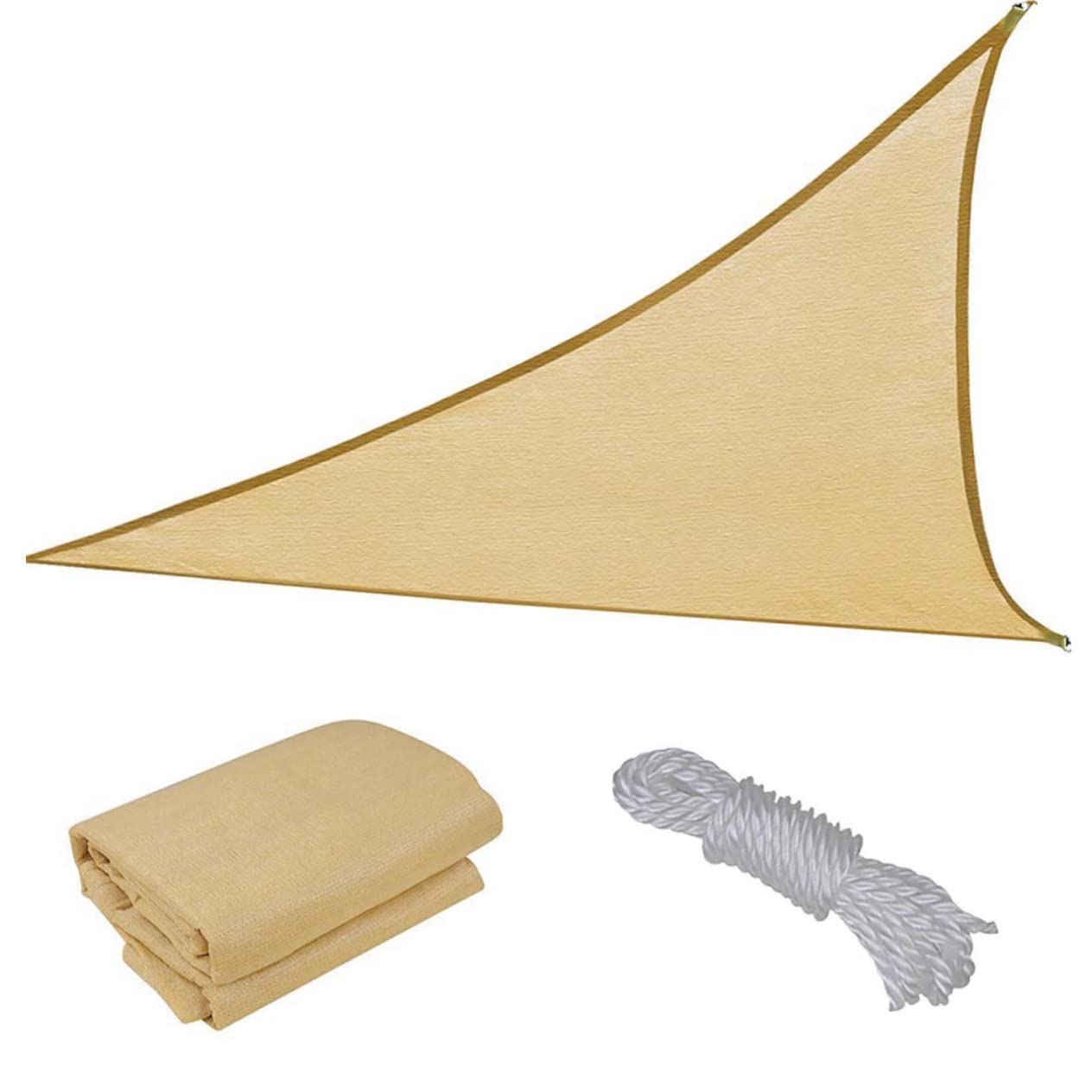 Voile D'ombrage Triangulaire Beige PE pour Jardin et Piscine | Auvent Triangulaire, Voile D'ombrage Suspendue, Camping, Cordage Inclus