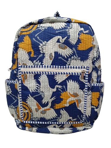 Image of Doraya Cotton Quilted Unisex Backpack Hand Block Floral Printed Design Stylish Eco-Friendly Bag for School, Travel, and Everyday Adventures