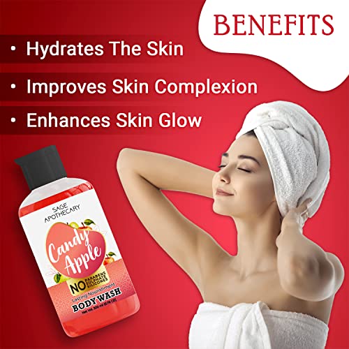 Image of Sage Apothecary Natural Body Wash for Refreshing, Healthy Skin- 300ml (Candy Apple)