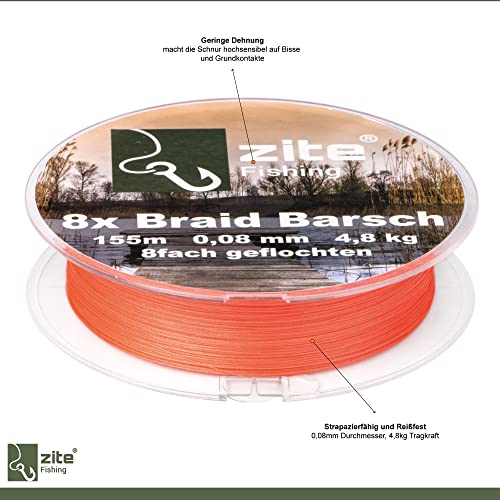 Geflochtene Angelschnur von Zite Fishing – 8X Angelschnur für Barsch und Zander