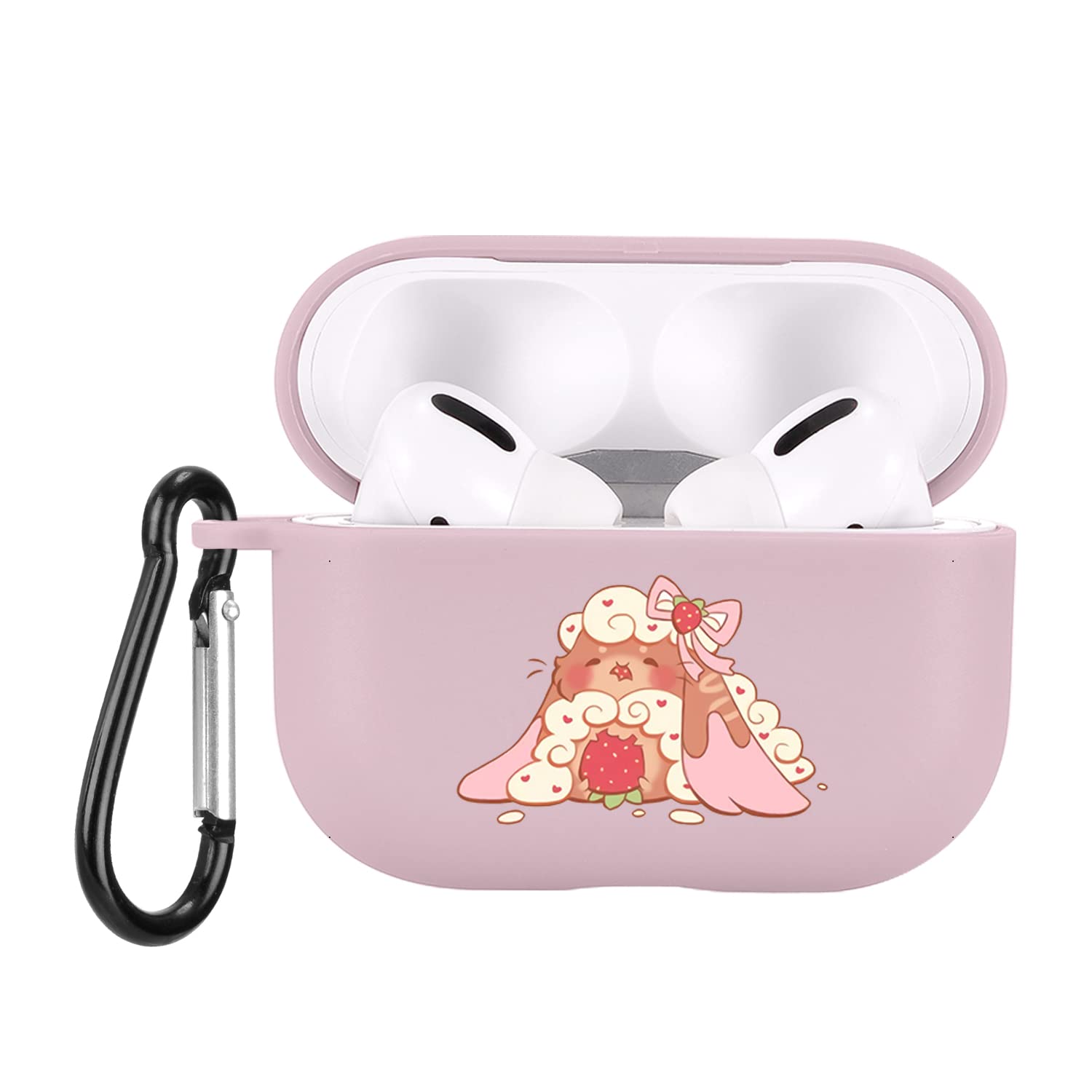 JOYLAND Cute Fat Rabbit Case Compatible with Airpods Pro Pink Soft TPU, Supports Wireless Charging Shockproof Protective Cover for Airpods Pro