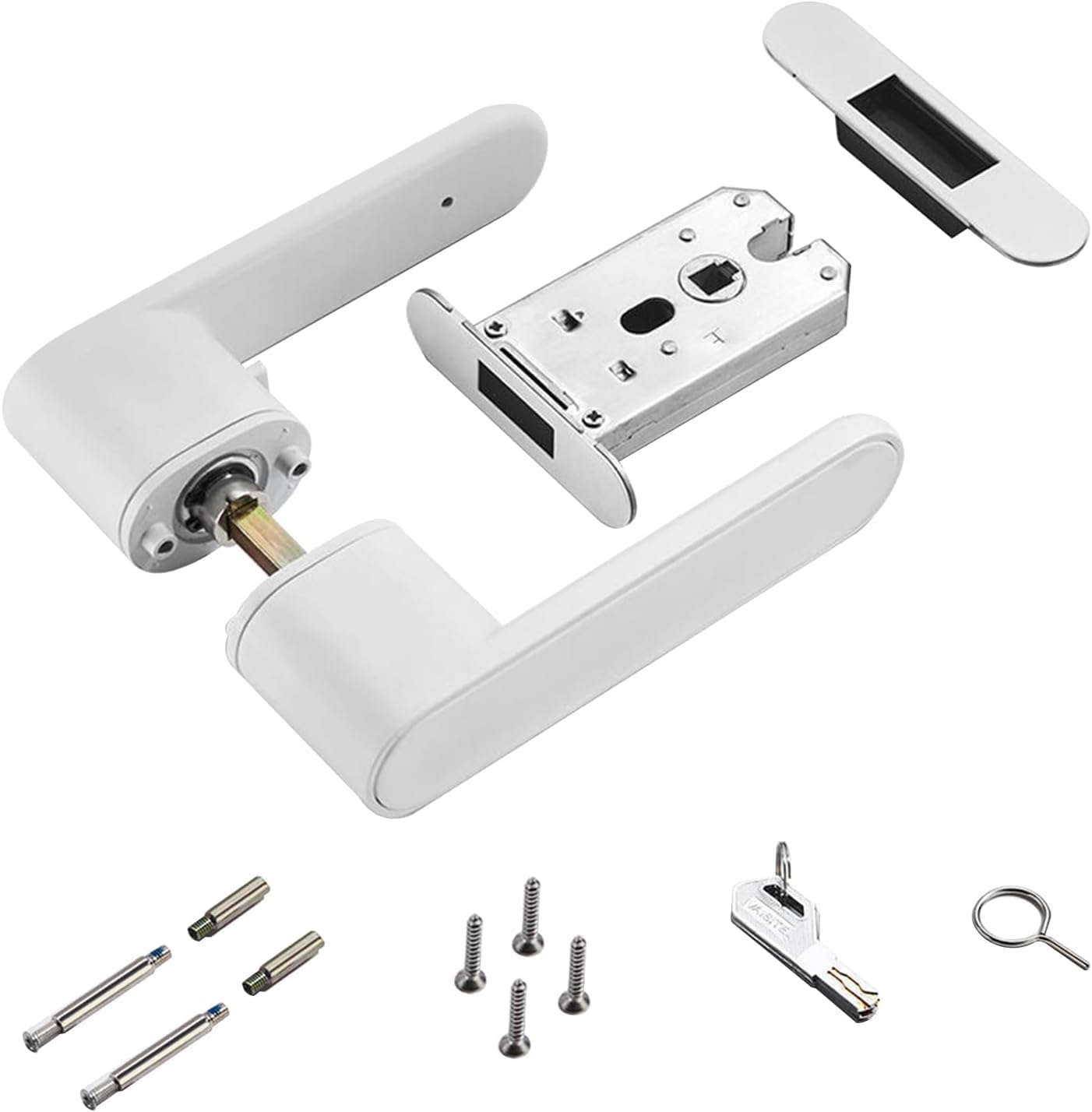 Magnetic and Silent Door Handle Set with Lock - Classic Straight Design in Zi Alloy - Ideal for Front and Interior Doors