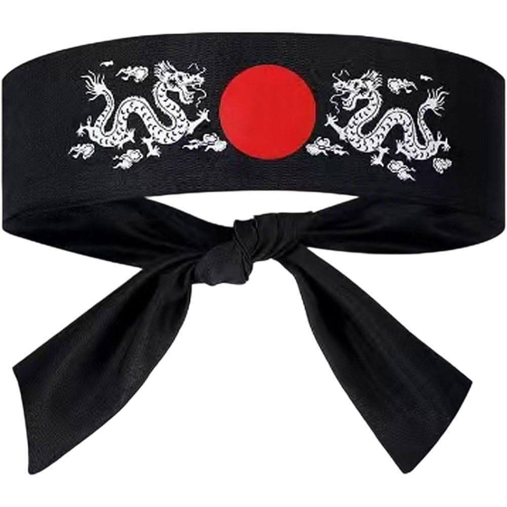 Sslvya Japanese Karate Headband Japanese Sushi Chef Bandana Headwear Headbands for Karate Sports Kitchen Cooking Headbands Birthday Party Favors
