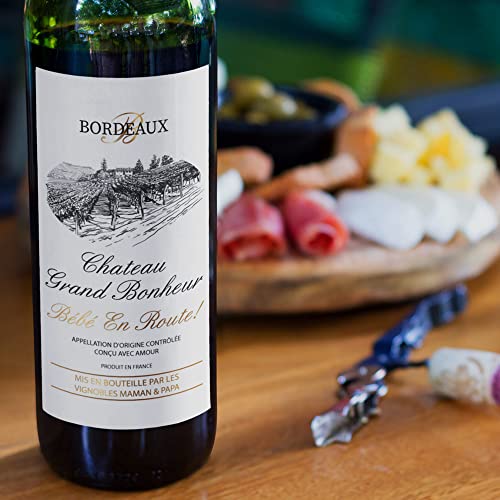 Crintiff Zwangerschapslabel voor wijnfles met gepersonaliseerde wijnfleshanger, motief: wijnrol, babyroutte, verrassing… - Image 5