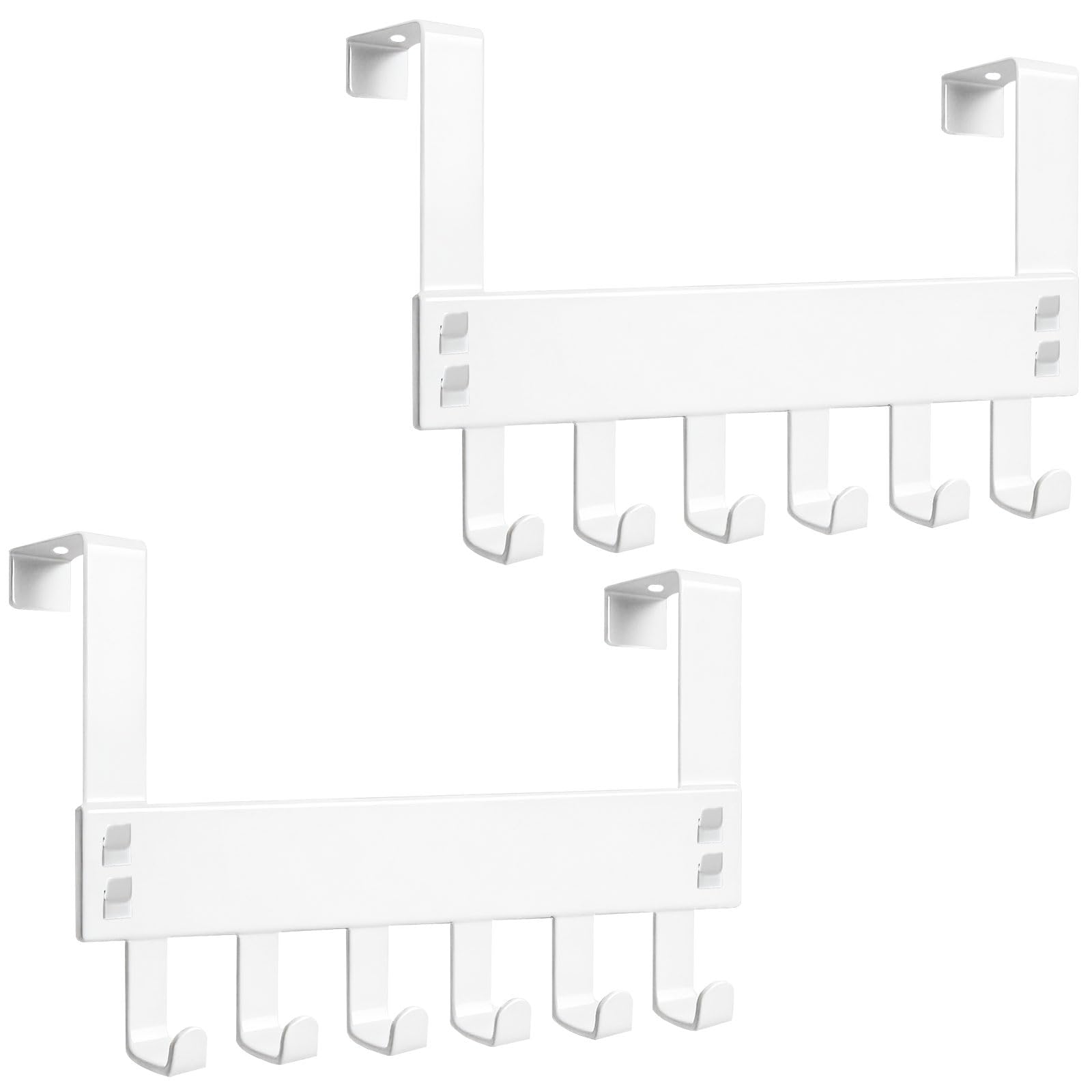 pangutheos Over Door Hooks, 2 Pack Heavy Duty Over Door Hanger with Rust Resistant, 6 Hooks Stainless Steel Door Coat Hanger Storage for Outerwear, Towels, Bags, Bathrobes (White)