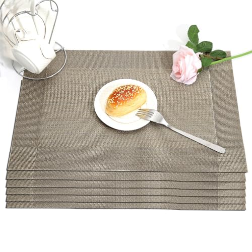 Soulnioi Placemats Set of 6, PVC Washable Table Mats Heat Resistant Dinner Plate Mats for Kitchen Dining Table