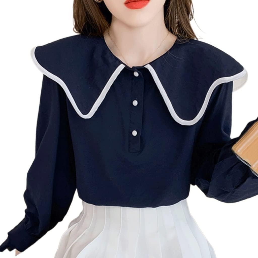 Doll Collar Temperament White Shirt Ladies Design Sense Loose Chic Bubble Long Sleeve Tops