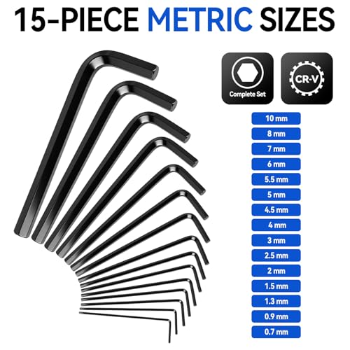 Image of DISEN 30 PCS Upgraded Magnetic Hex Key Allen Wrench Set, Metric (0.7-10 mm) and SAE(0.028-3 /8 inch) Allen Wrenches L Shape Hex Keys with Torque Handle, Chrome Vanadium Steel