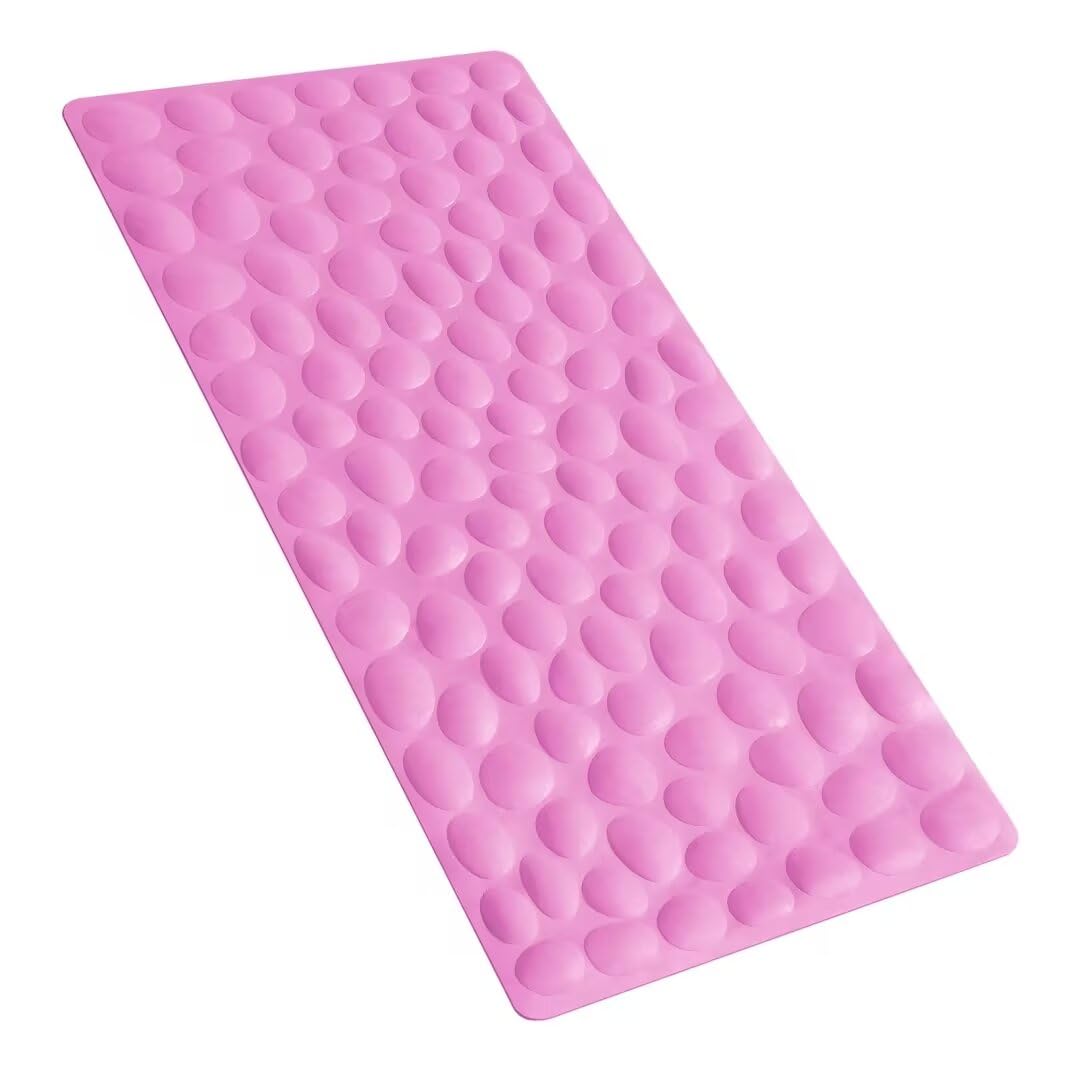 Non-Slip Bathtub Mat OTHWAY Soft Rubber Bathroom Bathmat with Strong Suction Cups (Pink)