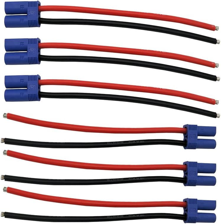 3 pares EC5 0.197 in macho y hembra banana conector coletas con 12awg 5.9inch alambre de silicona para RC Hobby Lipo batería
