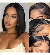 RECOOL Bob Wig Human Hair 5x6 Lace Front Straight Short Wigs for Women Glueless Brazilian Virgin ...