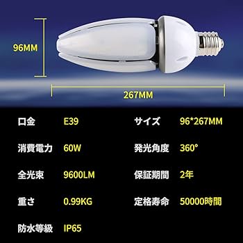 Amazon | LEDコーンライト コーン型 水銀ランプ 水銀灯安定器 工事不要