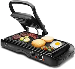 Grill 2 em 1 Chapa Lisa e Ondulada Antiaderente com Controle de Temperatura 127V 1500W Multi - GO120